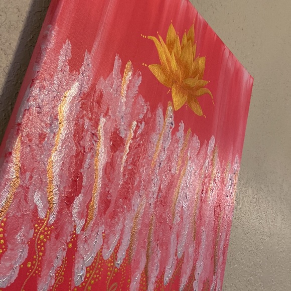 Golden Lotus Painting - Picture 3 of 3